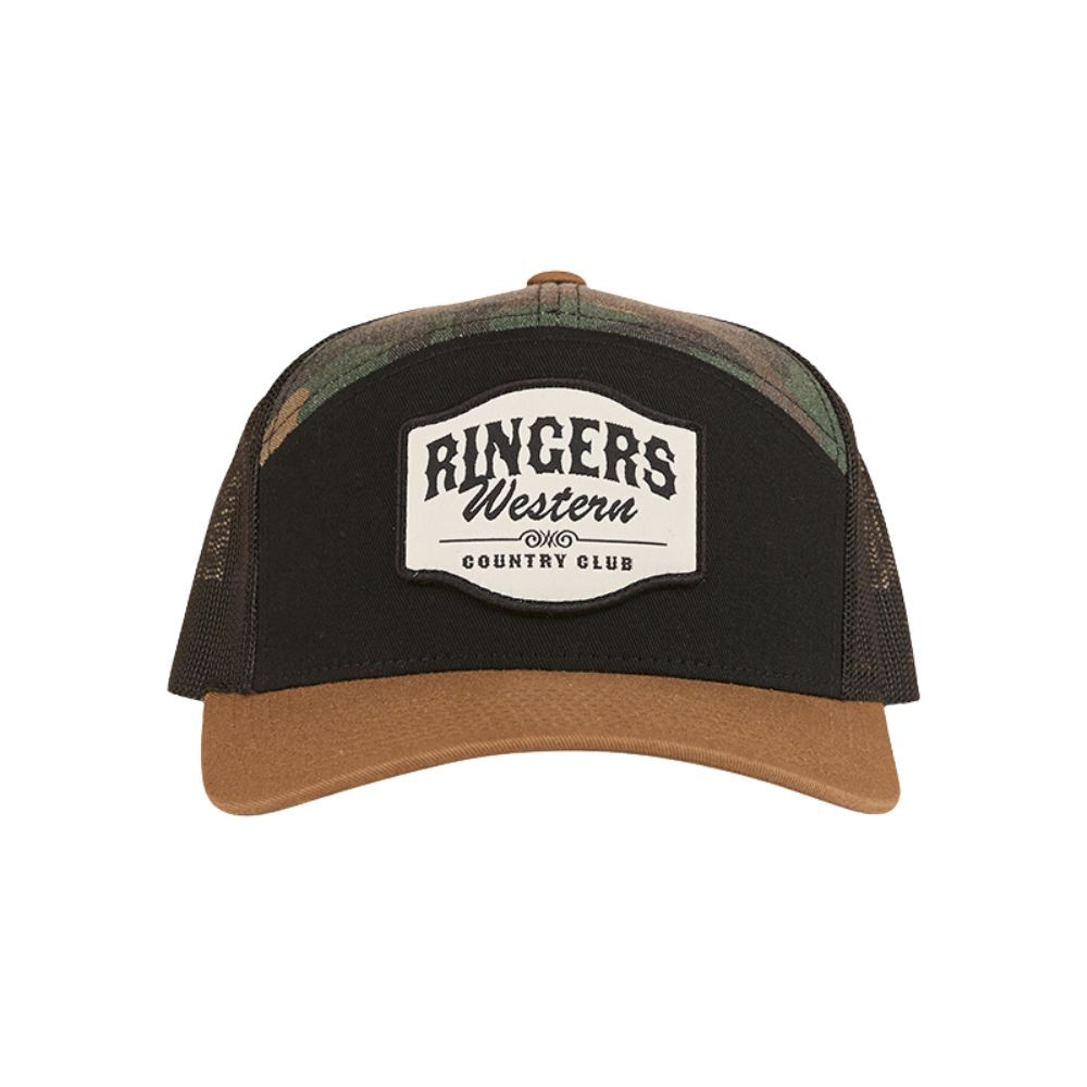 Ringers Western Country Club 7 Panel Cap (424037RW) Black/Camo OSFM