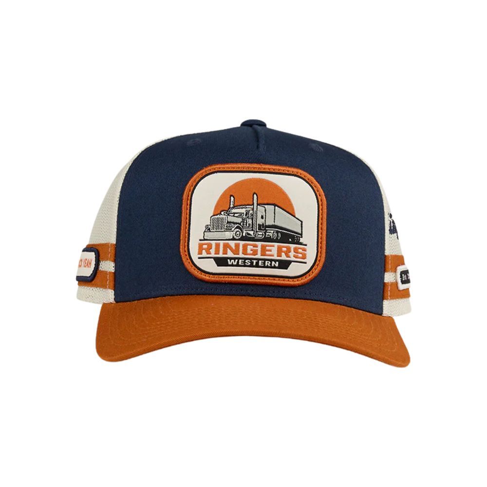 Ringers Western Big Rig Trucker Cap (723154RW) Navy/Burnt Orange