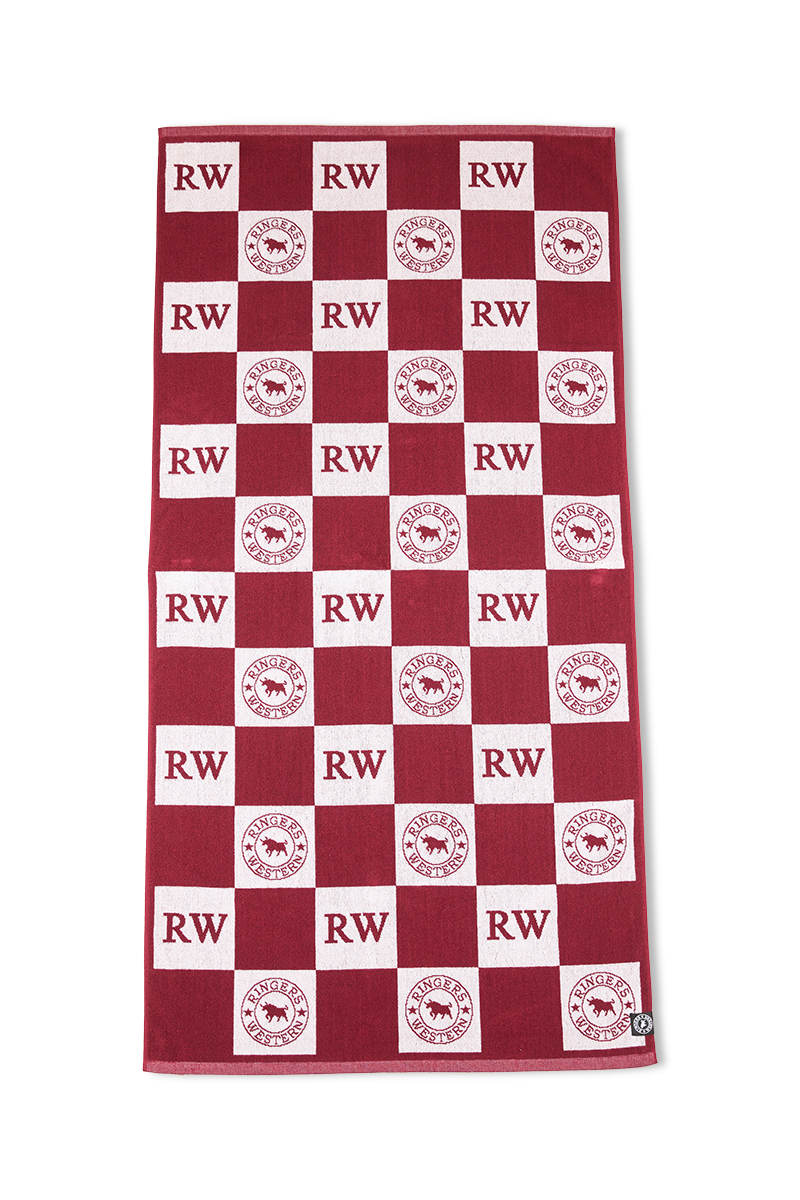 Ringers Western RW Check Cotton Jacquard Towel (724048RW) Burgundy