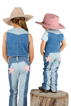 Ringers Western Childrens Ella Panel Flare Jeans (325015RW) Vintage Light Blue/Dark Mid Blue