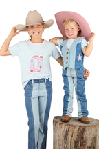 Ringers Western Childrens Ella Panel Flare Jeans (325015RW) Vintage Light Blue/Dark Mid Blue