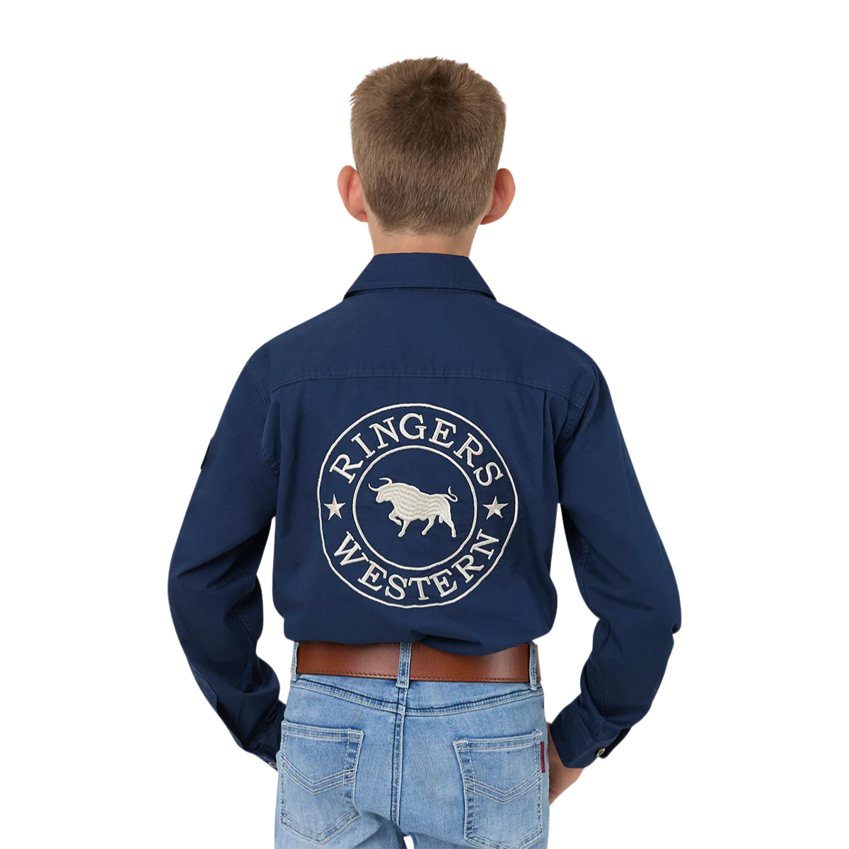 Ringers Western Childrens Freehand Full Button L/S Work Shirt (325023RW) Navy