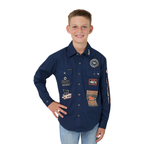 Ringers Western Childrens Freehand Full Button L/S Work Shirt (325023RW) Navy