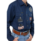 Ringers Western Childrens Freehand Full Button L/S Work Shirt (325023RW) Navy
