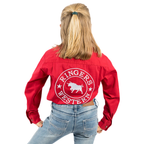 Ringers Western Childrens Jackaroo Full Button L/S  Work Shirt  (321012RW) DarkRed/White Embroidery
