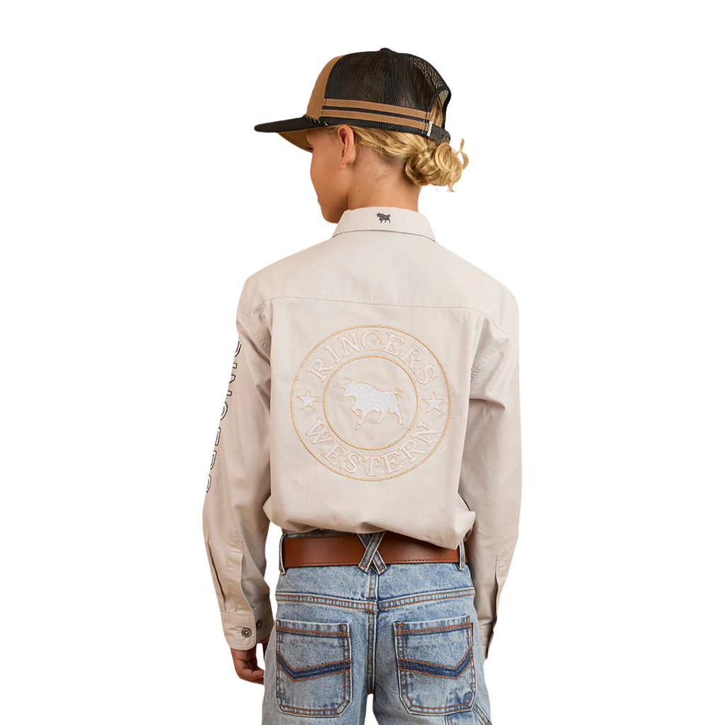 Ringers Western Childrens Jackaroo Full Button L/S  Work Shirt  (321012RW) Beige