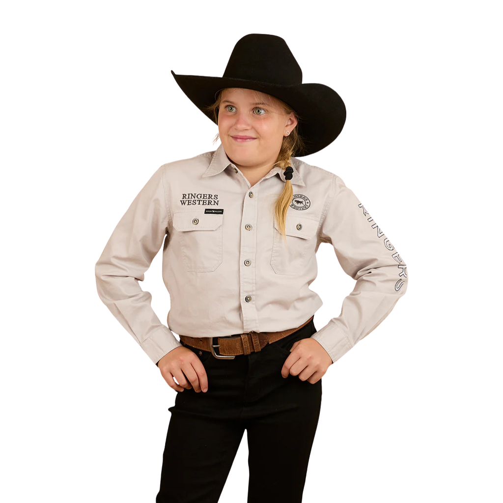 Ringers Western Childrens Jackaroo Full Button L/S  Work Shirt  (321012RW) Beige