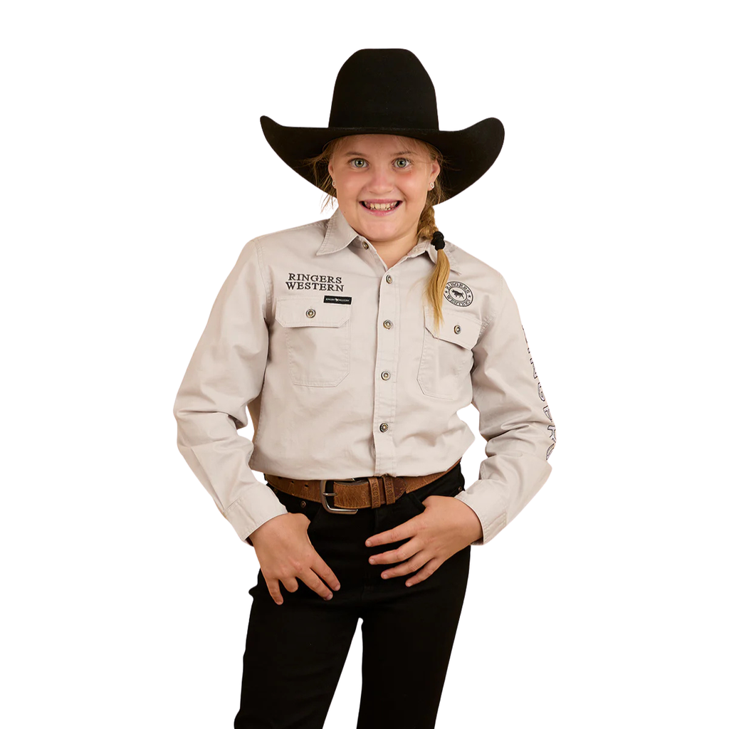 Ringers Western Childrens Jackaroo Full Button L/S  Work Shirt  (321012RW) Beige