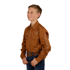 Ringers Western Childrens Jackaroo Full Button Printed L/S Work Shirt (325029RW) Tobacco