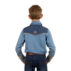 Ringers Western Childrens Jaxon L/S Western Shirt (325030RW) Light Wash Blue