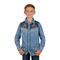 Ringers Western Childrens Jaxon L/S Western Shirt (325030RW) Light Wash Blue
