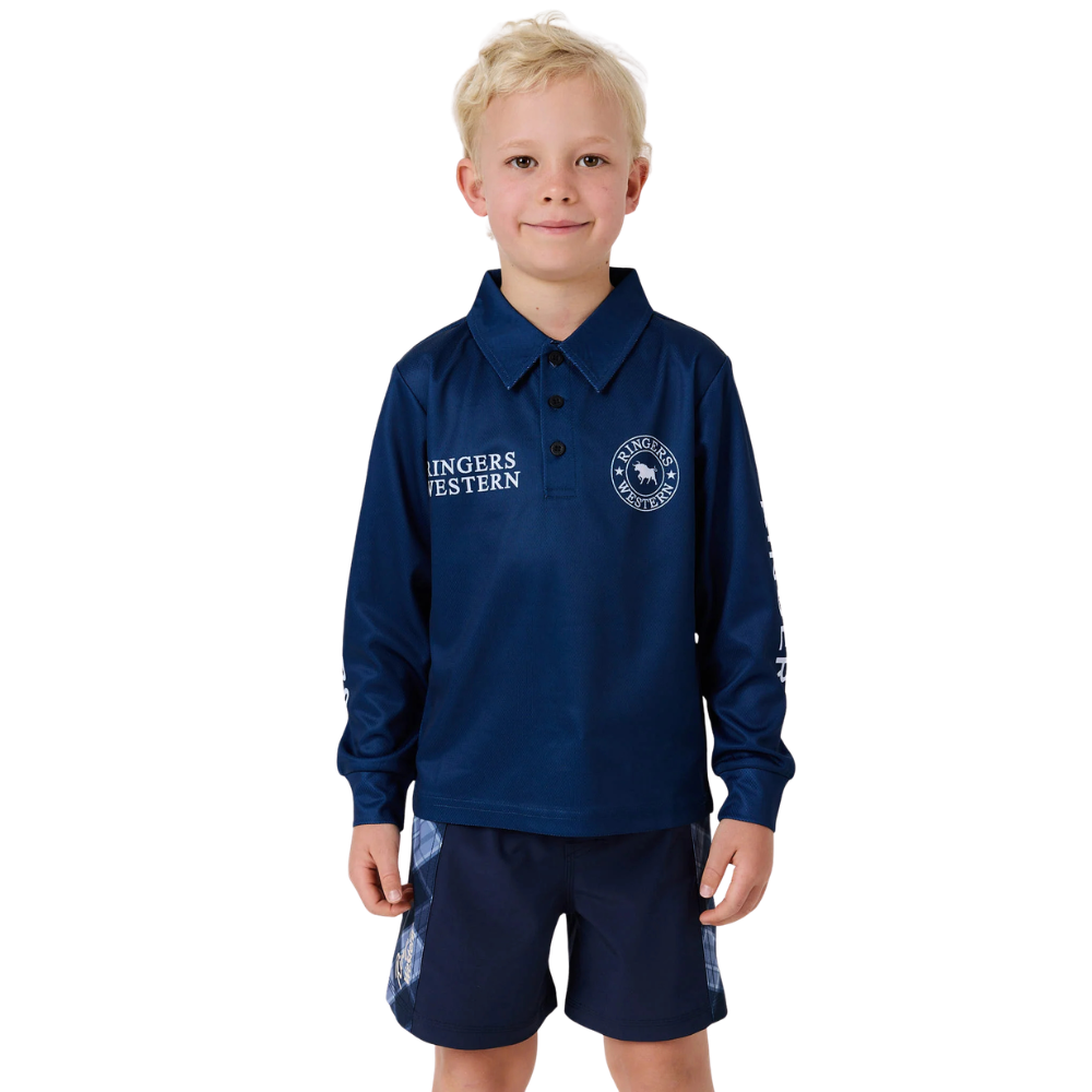 Ringers Western Childrens Man Eater L/S Fishing Jersey (925014RW) Dark Navy