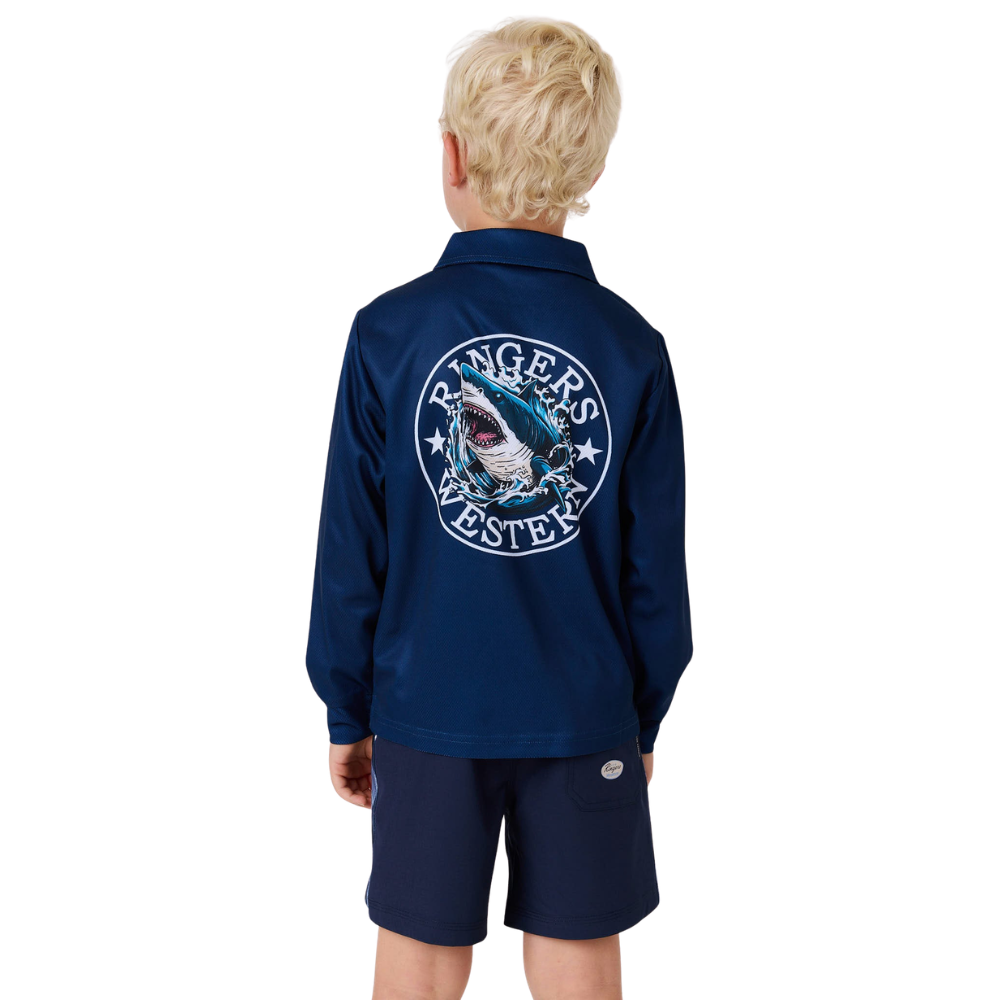 Ringers Western Childrens Man Eater L/S Fishing Jersey (925014RW) Dark Navy