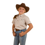 Ringers Western Childrens Ord Half Button S/S Work Shirt (321010RW) Beige