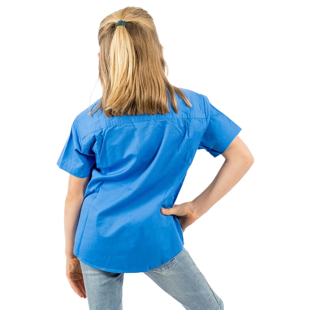 Ringers Western Childrens Ord Half Button S/S Work Shirt (321010RW) Blue