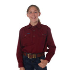 Ringers Western Childrens Ord River Half Button L/S Work Shirt (171310001) Burgundy