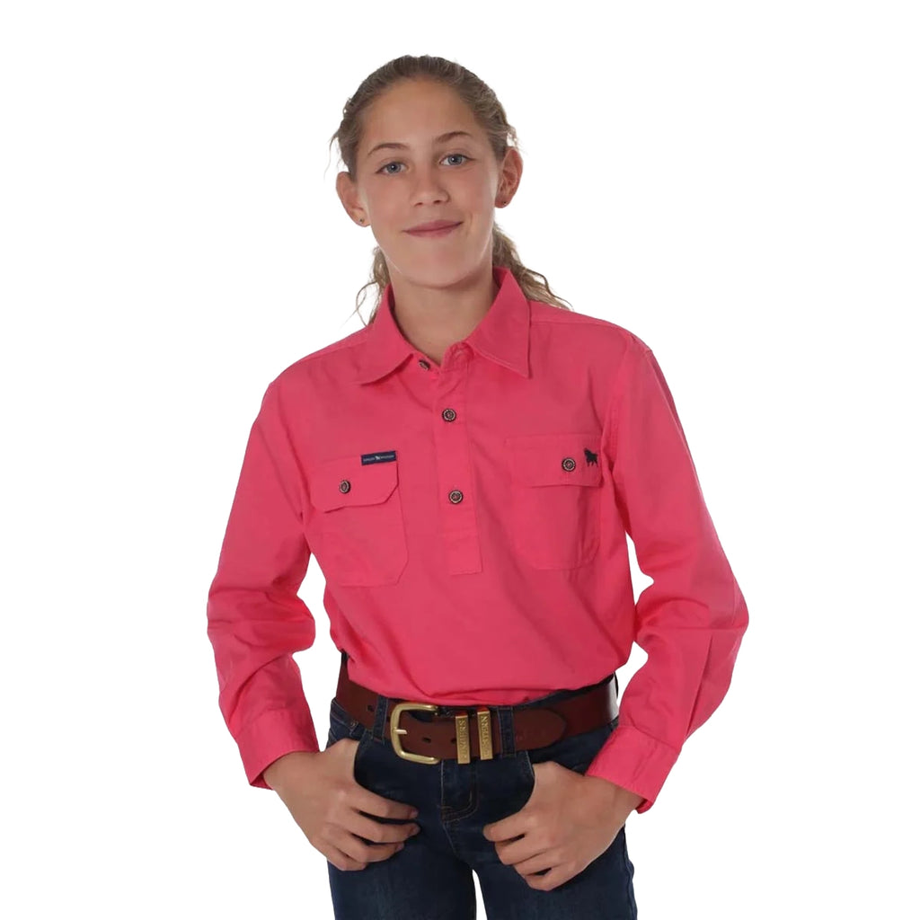 Ringers Western Childrens Ord River Half Button L/S Work Shirt (171310001) Melon