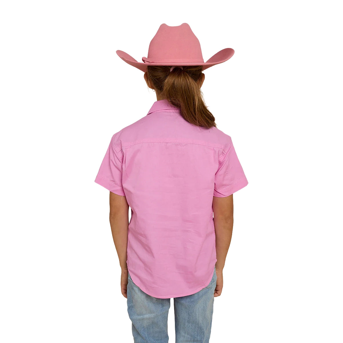 Ringers Western Childrens Ord River Half Button S/S Work Shirt (321010RW) Pastel Pink
