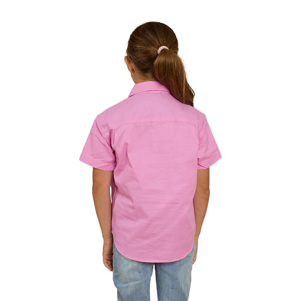 Ringers Western Childrens Ord River Half Button S/S Work Shirt (321010RW) Pastel Pink