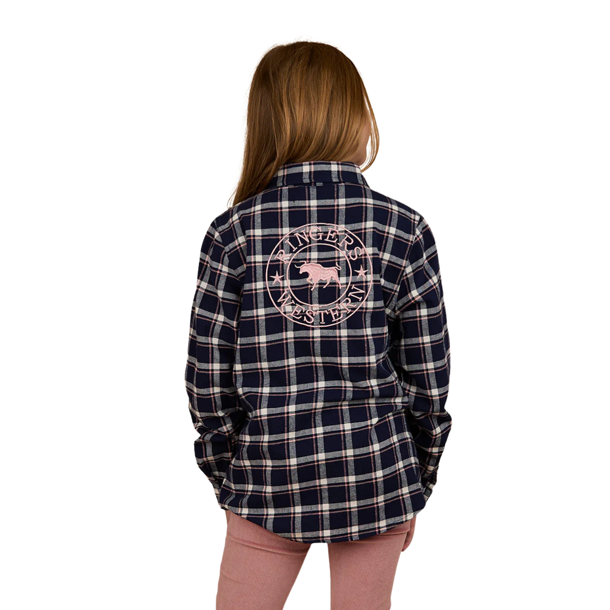 Ringers Western Childrens Rory L/S Flannel Shirt (325026RW) Navy/Pink