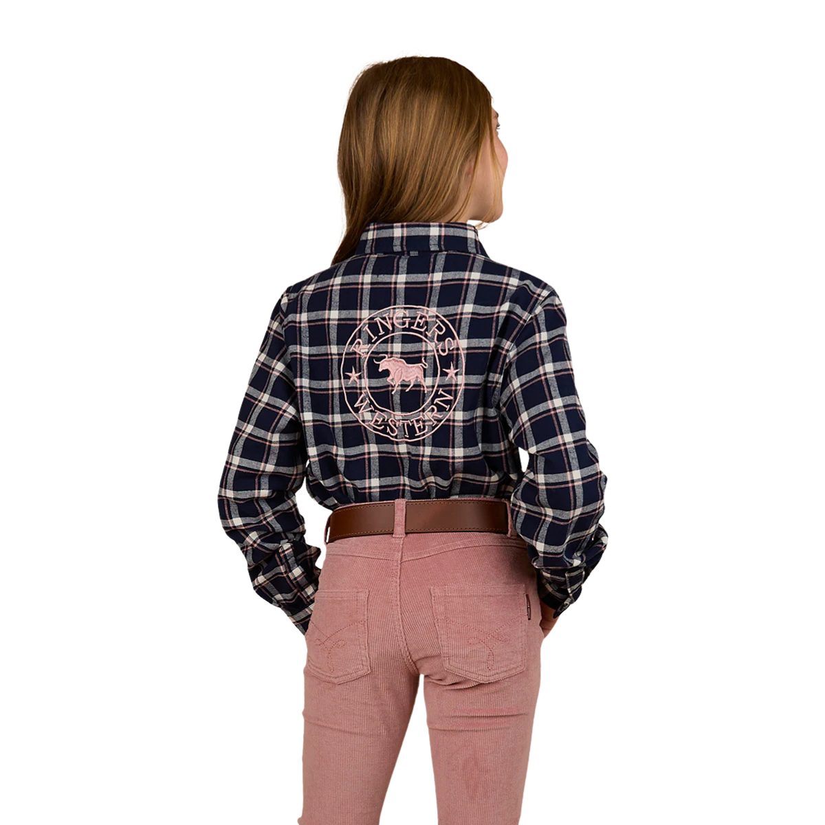 Ringers Western Childrens Rory L/S Flannel Shirt (325026RW) Navy/Pink