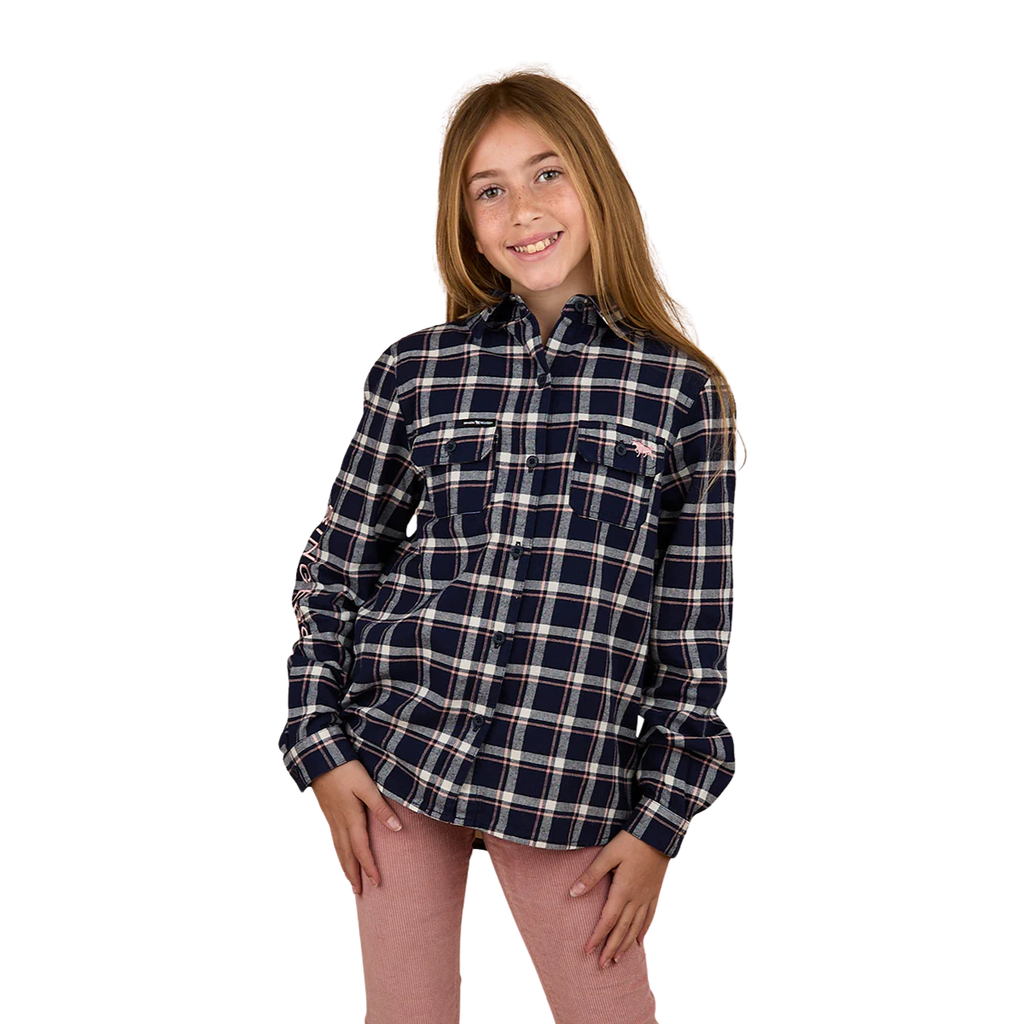 Ringers Western Childrens Rory L/S Flannel Shirt (325026RW) Navy/Pink