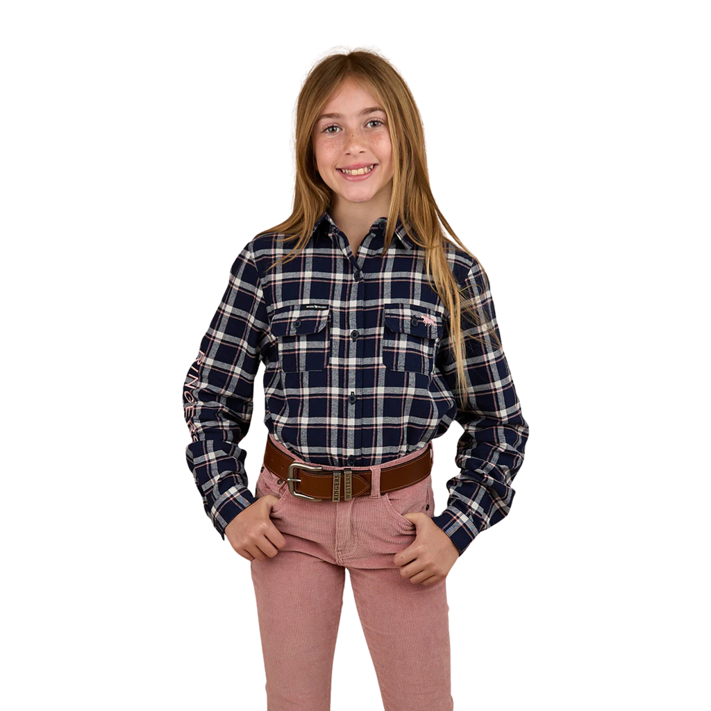 Ringers Western Childrens Rory L/S Flannel Shirt (325026RW) Navy/Pink