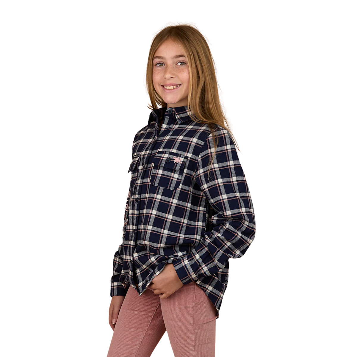 Ringers Western Childrens Rory L/S Flannel Shirt (325026RW) Navy/Pink