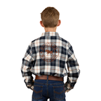 Ringers Western Childrens Rory L/S Flannel Shirt (325026RW) Navy/Tobacco