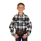 Ringers Western Childrens Rory L/S Flannel Shirt (325026RW) Navy/Tobacco