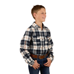 Ringers Western Childrens Rory L/S Flannel Shirt (325026RW) Navy/Tobacco