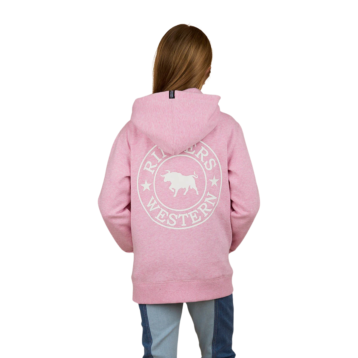 Ringers Western Childrens Signature Bull Pullover Hoodie (323007RW) Pink Marle