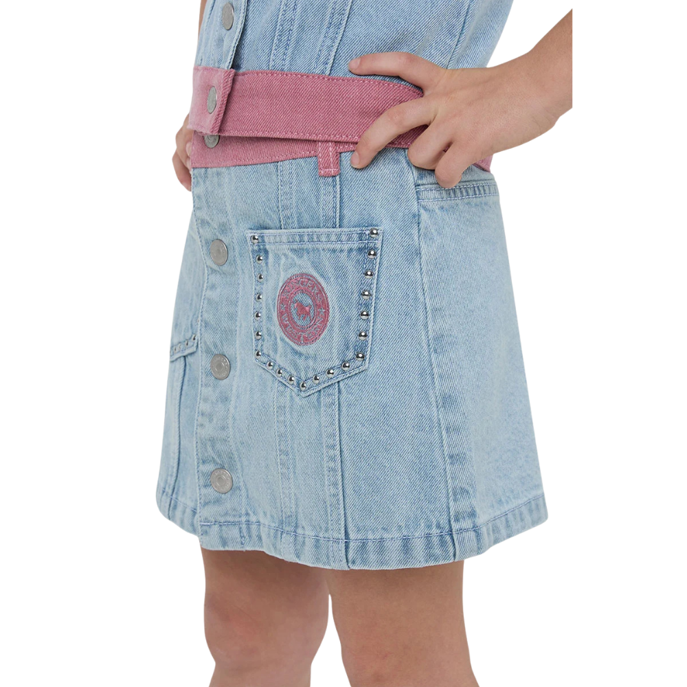 Ringers Western Girls Cowgirl Club Studded Mini Skirt (425139RW)  Light Blue