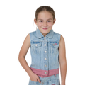 Ringers Western Girls Cowgirl Club Studded Vest (425138RW)  Light Blue