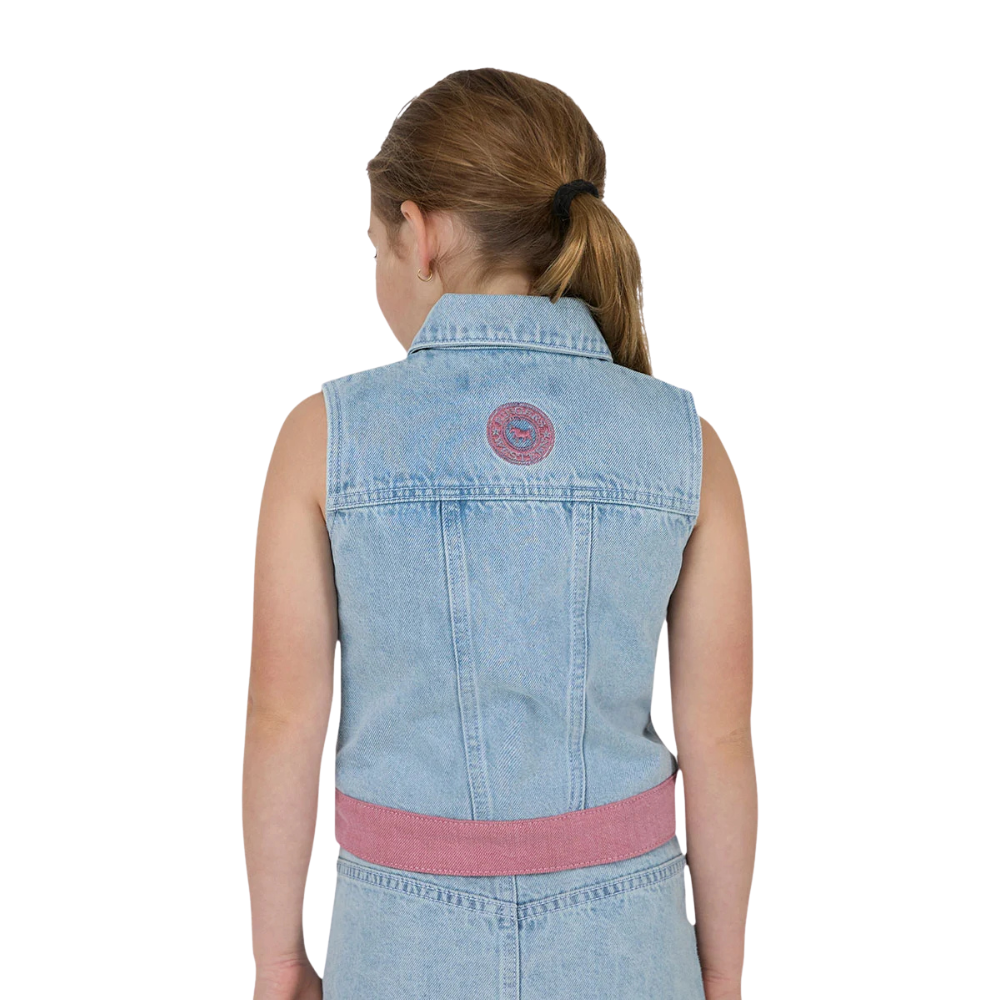 Ringers Western Girls Cowgirl Club Studded Vest (425138RW)  Light Blue