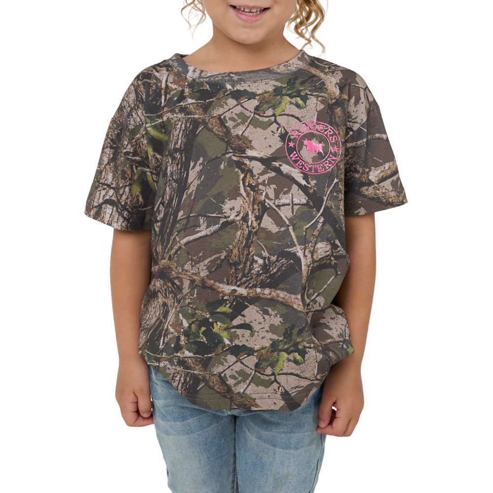 Ringers Western Girls Find Me Camo S/S Tee  (425113RW)  Camo/Pink