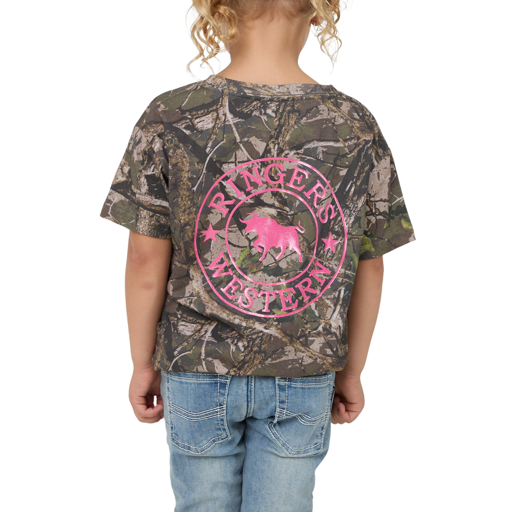 Ringers Western Girls Find Me Camo S/S Tee  (425113RW)  Camo/Pink