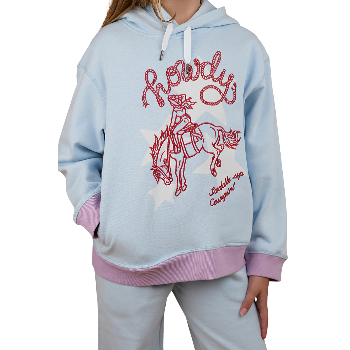 Ringers Western Girls Stardust Oversized Pullover Hoodie (325033RW) Barely Blue