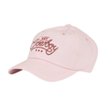 The Ringers Western Hey Cowboy Baseball Cap (425053RW) in light pink features red rope-style "Hey Cowboy" embroidery and three red stars—country charm from Ringers Western.