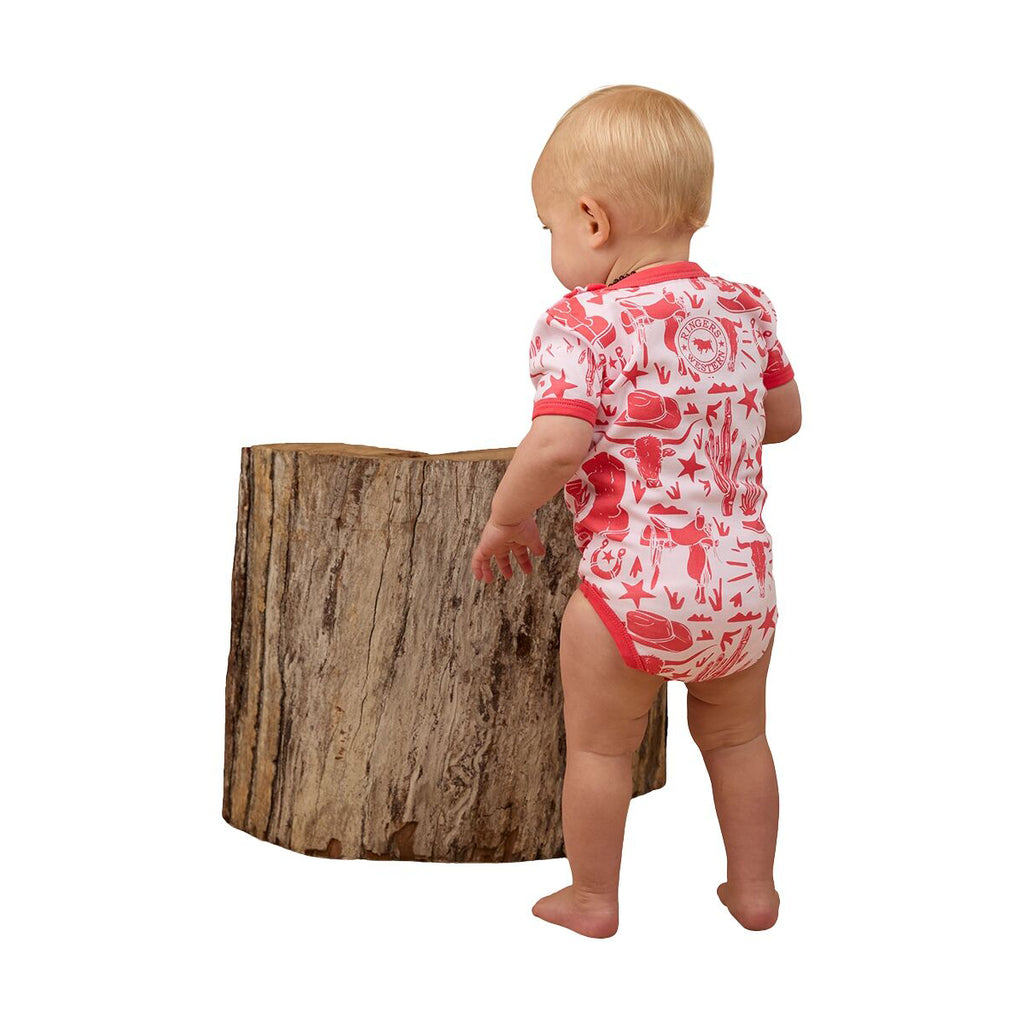 Ringers Western Infants Boot Scootin S/S Romper  (524005RW) Barely Pink