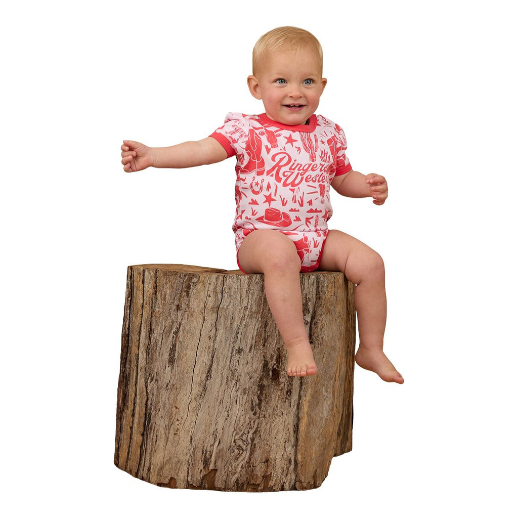 Ringers Western Infants Boot Scootin S/S Romper  (524005RW) Barely Pink