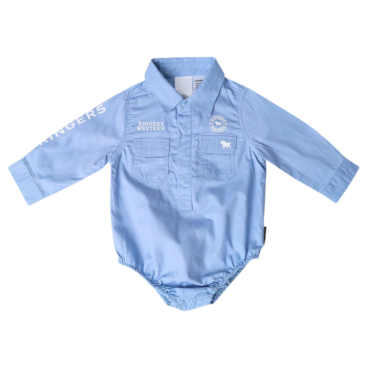 Ringers Western Infants Howdy Tot L/S Work Shirt Romper (525005RW) Blue/White