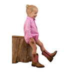 Ringers Western Infants Howdy Tot L/S Work Shirt Romper (525005RW) Pink/White