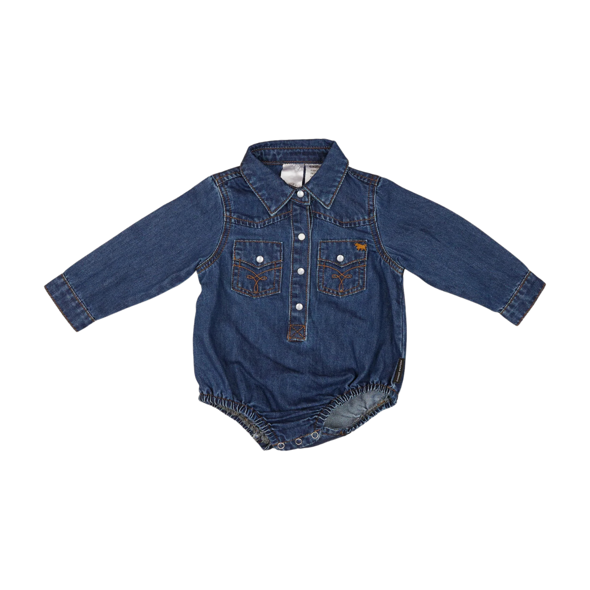 Ringers Western Infants Jax Chambray Western Shirt Romper (525020RW) Classic Blue
