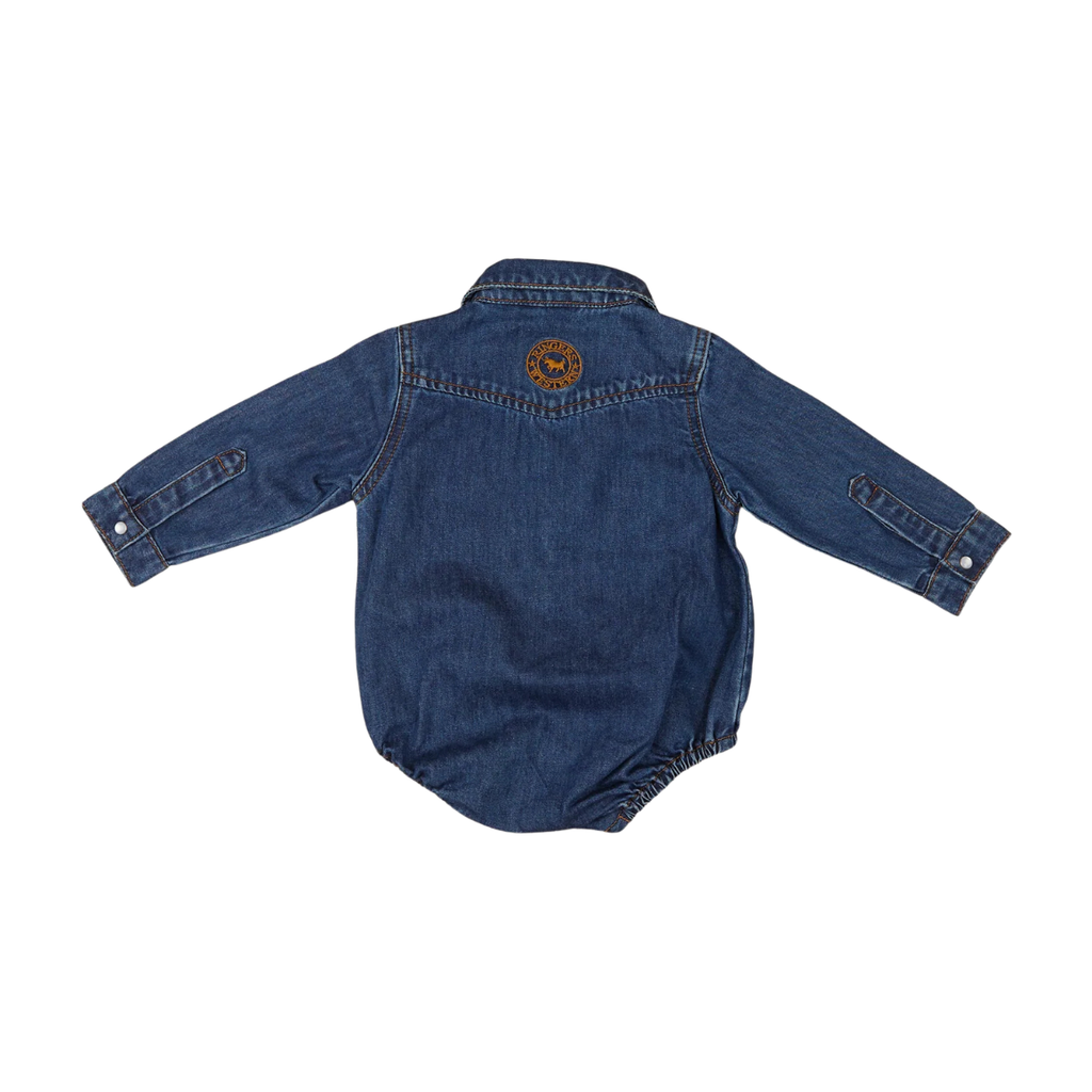 Ringers Western Infants Jax Chambray Western Shirt Romper (525020RW) Classic Blue