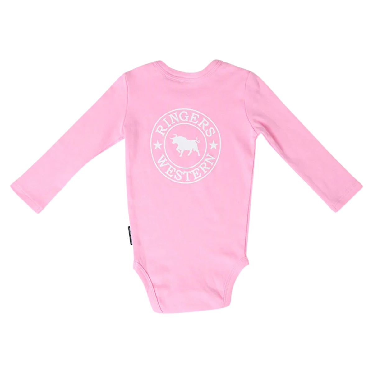 Ringers Western Infants Lil' Rascal Signature Bull L/S Romper (525003RW) Pink/White