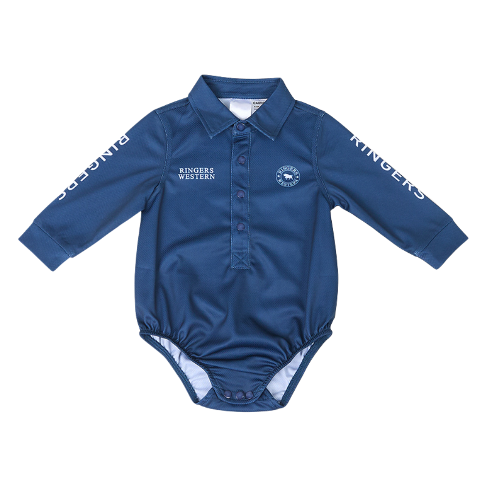 Ringers Western Infants Man Eater L/S Fishing Jersey Romper  (925017RW)  Dark Navy