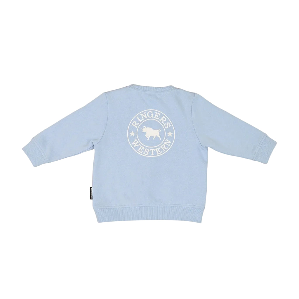 Ringers Western Infants Mini Ringer Signature Bull Fleece Pullover Jumper (525001RW) Blue/White