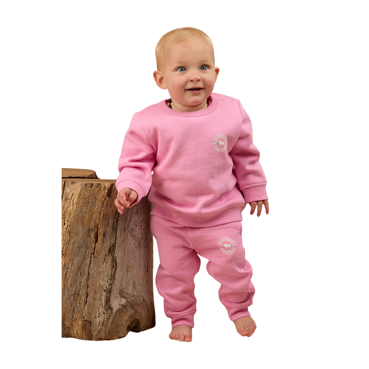 Ringers Western Infants Mini Ringer Signature Bull Fleece Pullover Jumper (525001RW) Pink/White