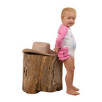Ringers Western Infants Rodeo Gal L/S Frill Romper (525006RW) White/Pink